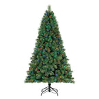 Home Herita9 Ft Artificial Cascade Pine Christmas Tree Prelit Changing Lights