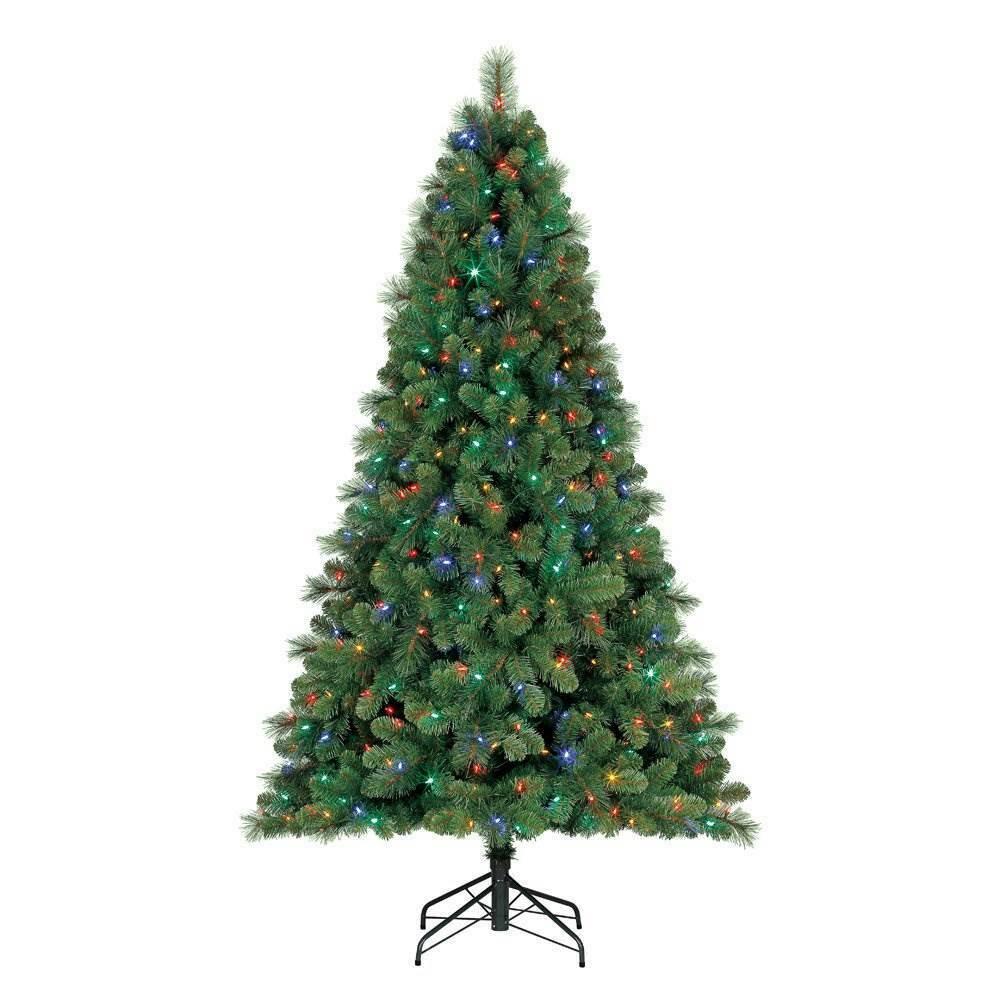 Home Herita9 Ft Artificial Cascade Pine Christmas Tree Prelit Changing Lights