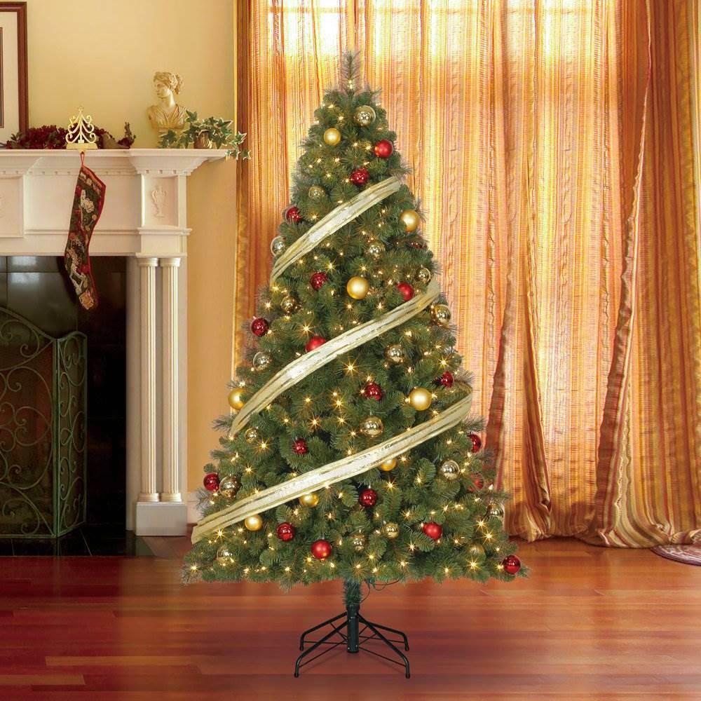 Home Herita9 Ft Artificial Cascade Pine Christmas Tree Prelit Changing Lights