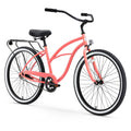 reezero Around Block Women's Single-Speed Beach Cruiser Bicycle, 26 In. Wheels, Coral