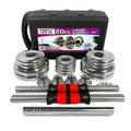 Simday Adjustable Cast Iron Dumbbell Sets with Portable PacBox 2In1 Dumbbells Barbell with C