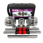 Simday Adjustable Cast Iron Dumbbell Sets with Portable PacBox 2In1 Dumbbells Barbell with C