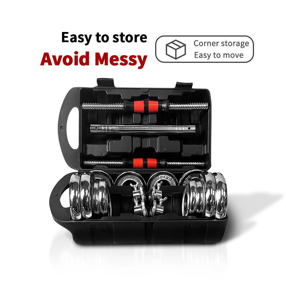Simday Adjustable Cast Iron Dumbbell Sets with Portable PacBox 2In1 Dumbbells Barbell with C