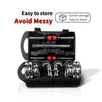 Simday Adjustable Cast Iron Dumbbell Sets with Portable PacBox 2In1 Dumbbells Barbell with C
