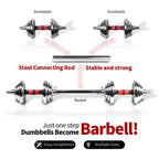 Simday Adjustable Cast Iron Dumbbell Sets with Portable PacBox 2In1 Dumbbells Barbell with C