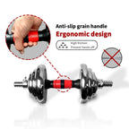 Simday Adjustable Cast Iron Dumbbell Sets with Portable PacBox 2In1 Dumbbells Barbell with C