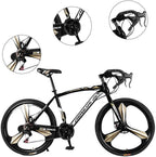 XESRT 26 inch Road Bike, 21 Speed 700c High Carbon Steel Bicycle, Full Suspension Dual Disc Brake Road Bicycle for Adults and Teens