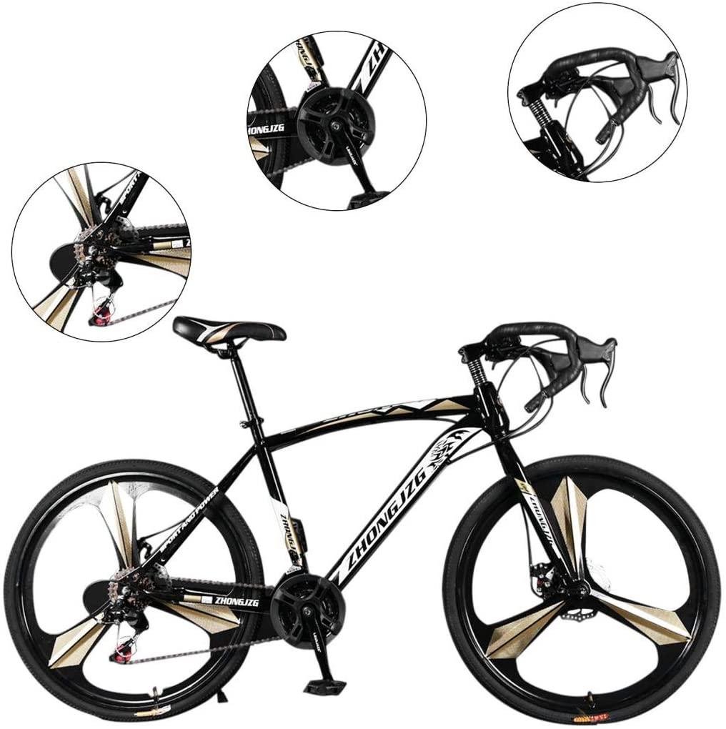 XESRT 26 inch Road Bike, 21 Speed 700c High Carbon Steel Bicycle, Full Suspension Dual Disc Brake Road Bicycle for Adults and Teens