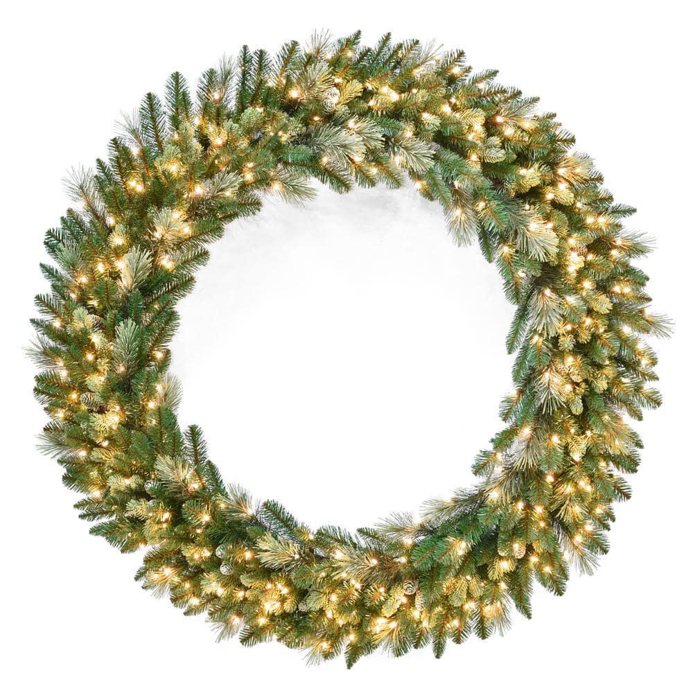 48 in. Artificial Carolina Pine Wreath with Clear Lights