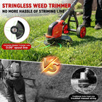 20000 RPM Electric Weed Wacker with Wheel,12″ Brushless Cordless Weed Eater Battery Powered, 4-in-1 Brush Cutter/String Trimmer/Grass Edger Tool/Lawn Mower, Stringless Weed Trimmer,5 Blade,2 Battery