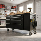 72" Rolling Tool Chest, Heavy-Duty Tool Box with Power Outlet, Tool Cabinet with 10 Drawers, Rubber Workbench with Key LocSystem Drawer Liners for GaraWarehouse Repair Shop