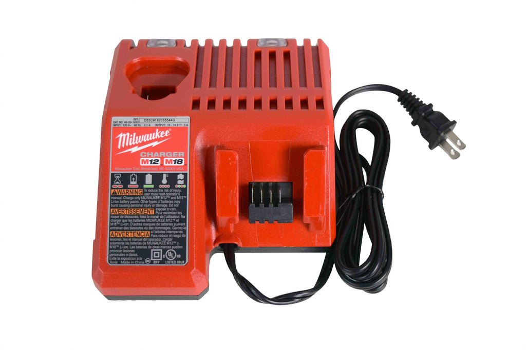 milwaukee m18 18v cordless lithium-ion 4-tool kit (drill/driver, recip saw, impact driver, light) 2696-24 with 3ah battery, charger, &amp; bag