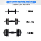 Dumbbells Set of 2, Non-Slip Adjustable Dumbbells Set with 6 Dumbbell Plates, Fitness Dumbbells Set for Adults Men Women, Home Fitness Equipment Gym Workout Strength Training, Black, W16333