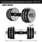 Dumbbells Set of 2, Non-Slip Adjustable Dumbbells Set with 6 Dumbbell Plates, Fitness Dumbbells Set for Adults Men Women, Home Fitness Equipment Gym Workout Strength Training, Black, W16333