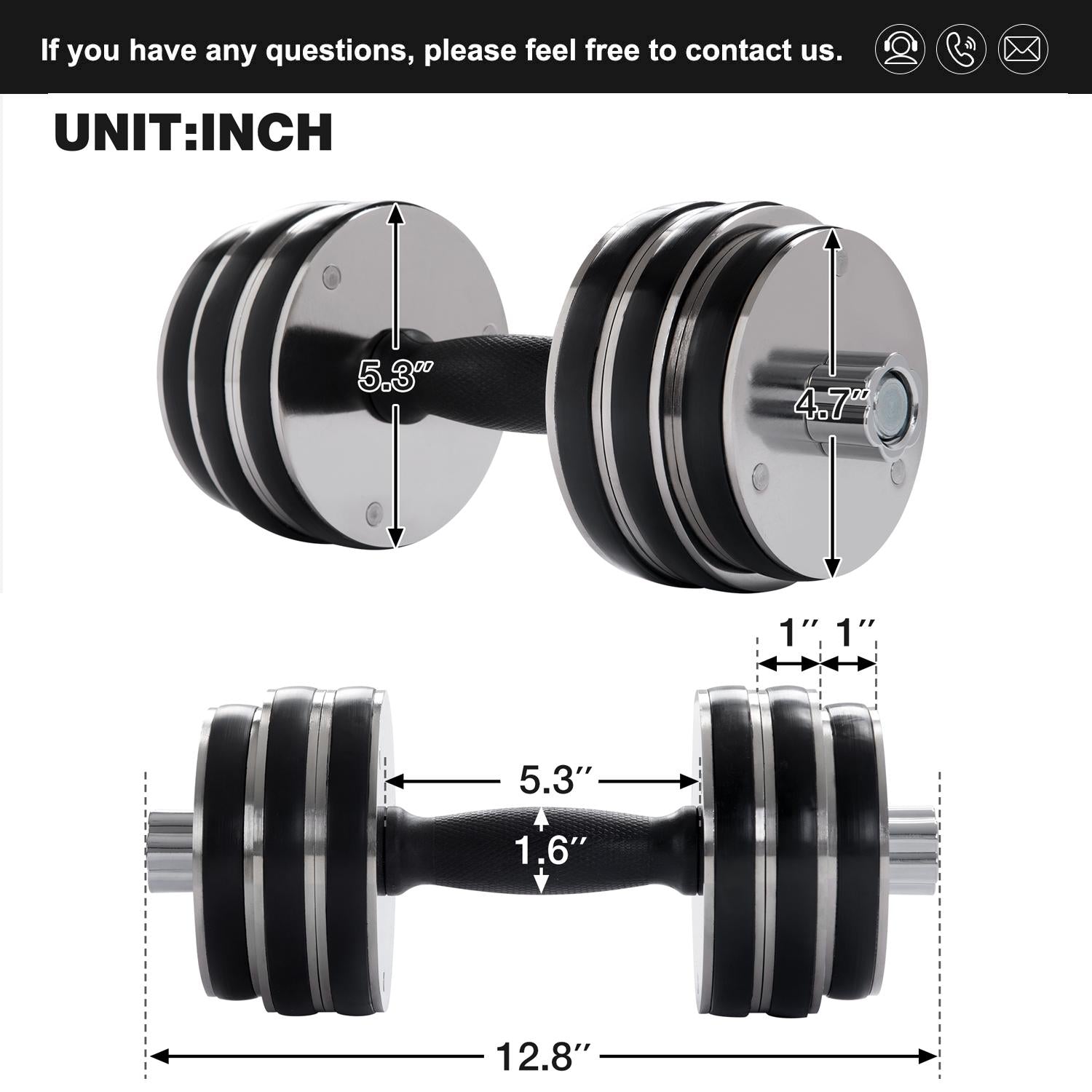 Dumbbells Set of 2, Non-Slip Adjustable Dumbbells Set with 6 Dumbbell Plates, Fitness Dumbbells Set for Adults Men Women, Home Fitness Equipment Gym Workout Strength Training, Black, W16333
