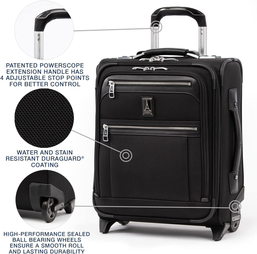 Platinum Elite Softside Expandable Upright Luggage, Shadow Black, Carry-On 16-Inch