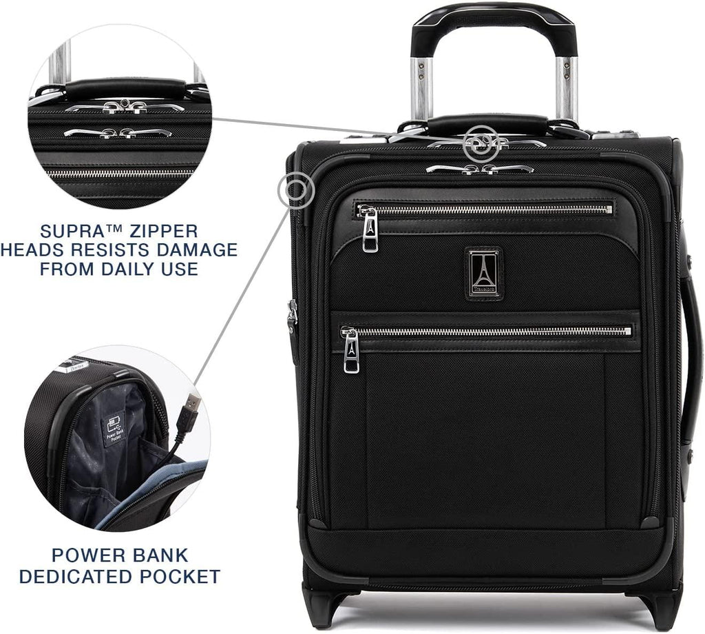 Platinum Elite Softside Expandable Upright Luggage, Shadow Black, Carry-On 16-Inch