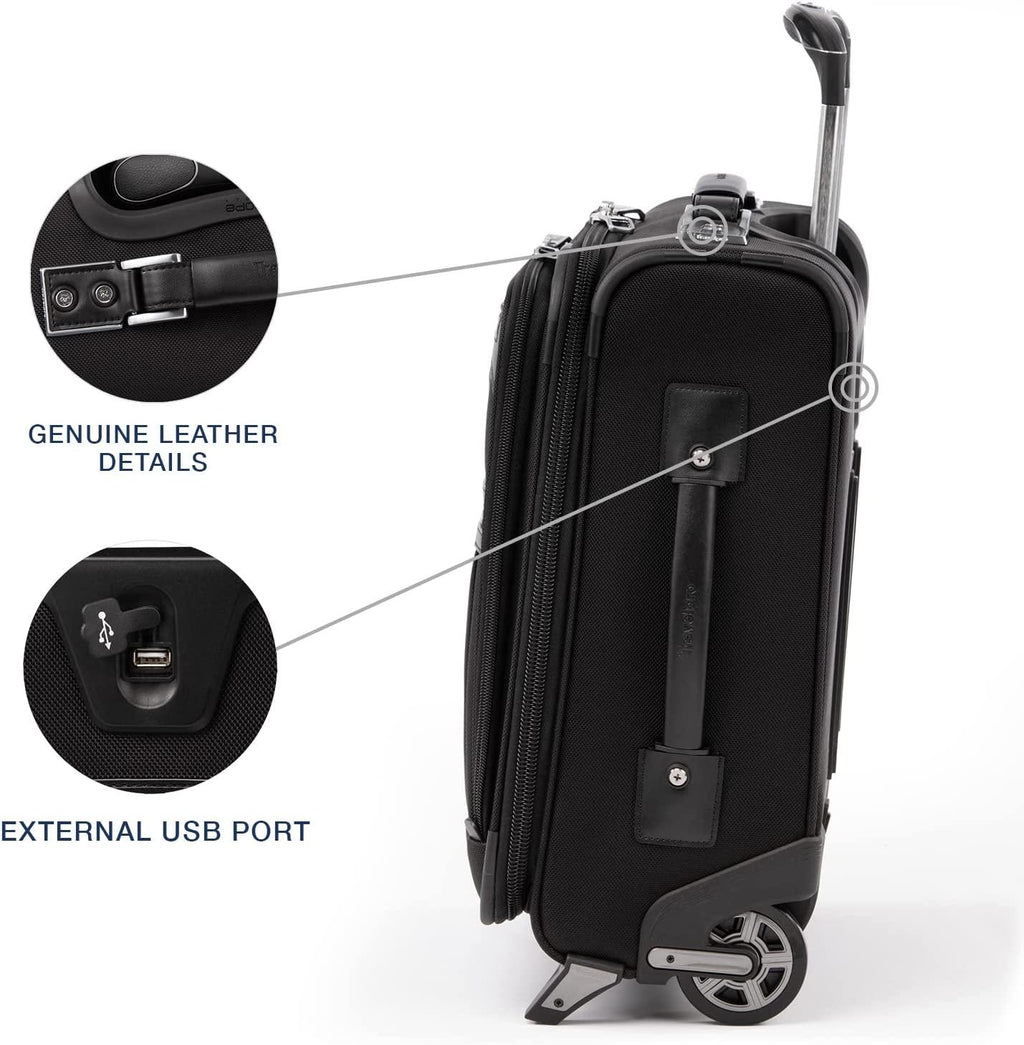 Platinum Elite Softside Expandable Upright Luggage, Shadow Black, Carry-On 16-Inch