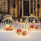 LED Christmas Holiday Lighted Twinkling 3pc Oversize Ornament Yard Decor