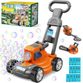 Bubble Lawn Mower for Kids,3-in-1 Bubble Machine Blower Toy Ages 3-8 Oran| Automatic Bubble Blower,10 Solution Packs,Pretend Gardening Play,Push Toy for Toddlers,Summer Outdoor Gift for Boys and Girls