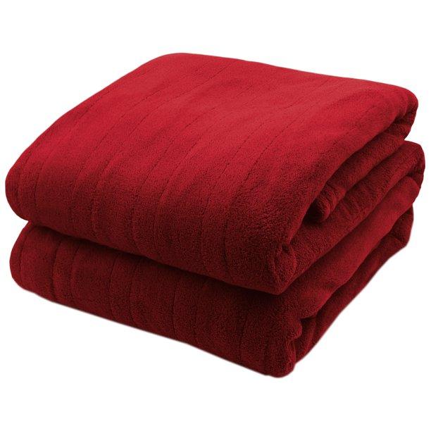 Biddeford Micro Plush Heated Blanket 0BG03 Queen Claret Red Dual Analog Controls