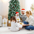 7ft Pre-lit Artificial Hinged Pencil Christmas Tree Decorated Snow Flocked Tips