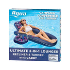 Aqua Leisure Campania 2 in 1 Convertible Inflatable Swimming Pool Lounger Floatation Chair, Set of 2, Floral &amp; Navy Hibiscus,