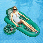 Aqua Leisure Campania 2 in 1 Convertible Inflatable Swimming Pool Lounger Floatation Chair, Set of 2, Floral &amp; Navy Hibiscus,