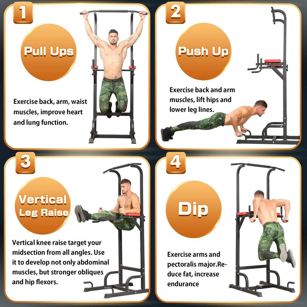 BangTong&amp;Li Power Tower Workout Pull Up &amp; Dip Station Adjustable Multi-Function Home Gym Fitness Equipment
