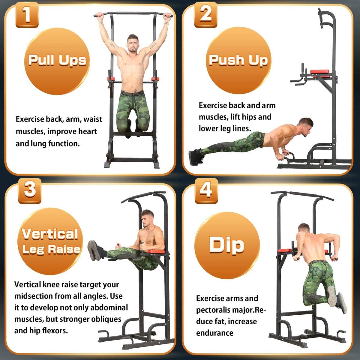 BangTong&amp;Li Power Tower Workout Pull Up &amp; Dip Station Adjustable Multi-Function Home Gym Fitness Equipment