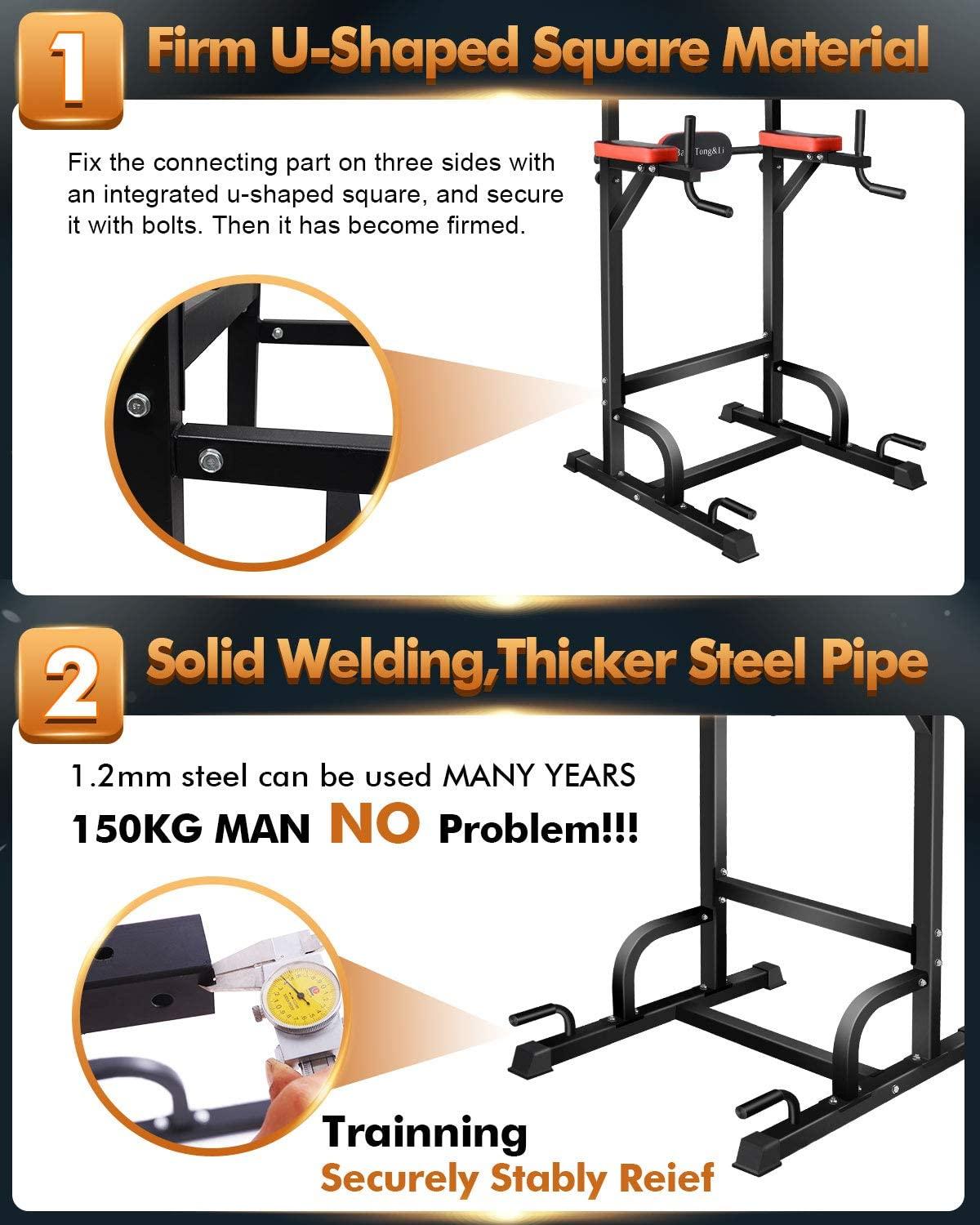 BangTong&amp;Li Power Tower Workout Pull Up &amp; Dip Station Adjustable Multi-Function Home Gym Fitness Equipment