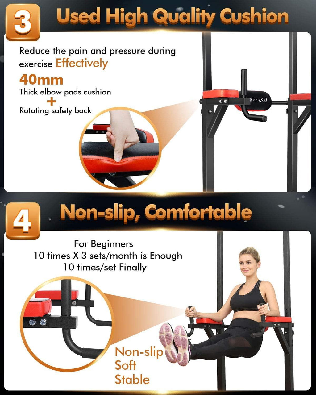 BangTong&amp;Li Power Tower Workout Pull Up &amp; Dip Station Adjustable Multi-Function Home Gym Fitness Equipment