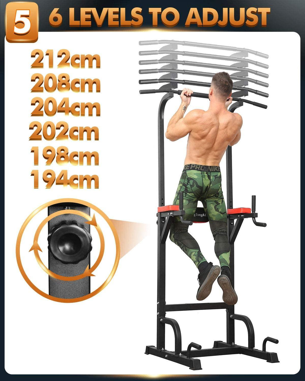 BangTong&amp;Li Power Tower Workout Pull Up &amp; Dip Station Adjustable Multi-Function Home Gym Fitness Equipment