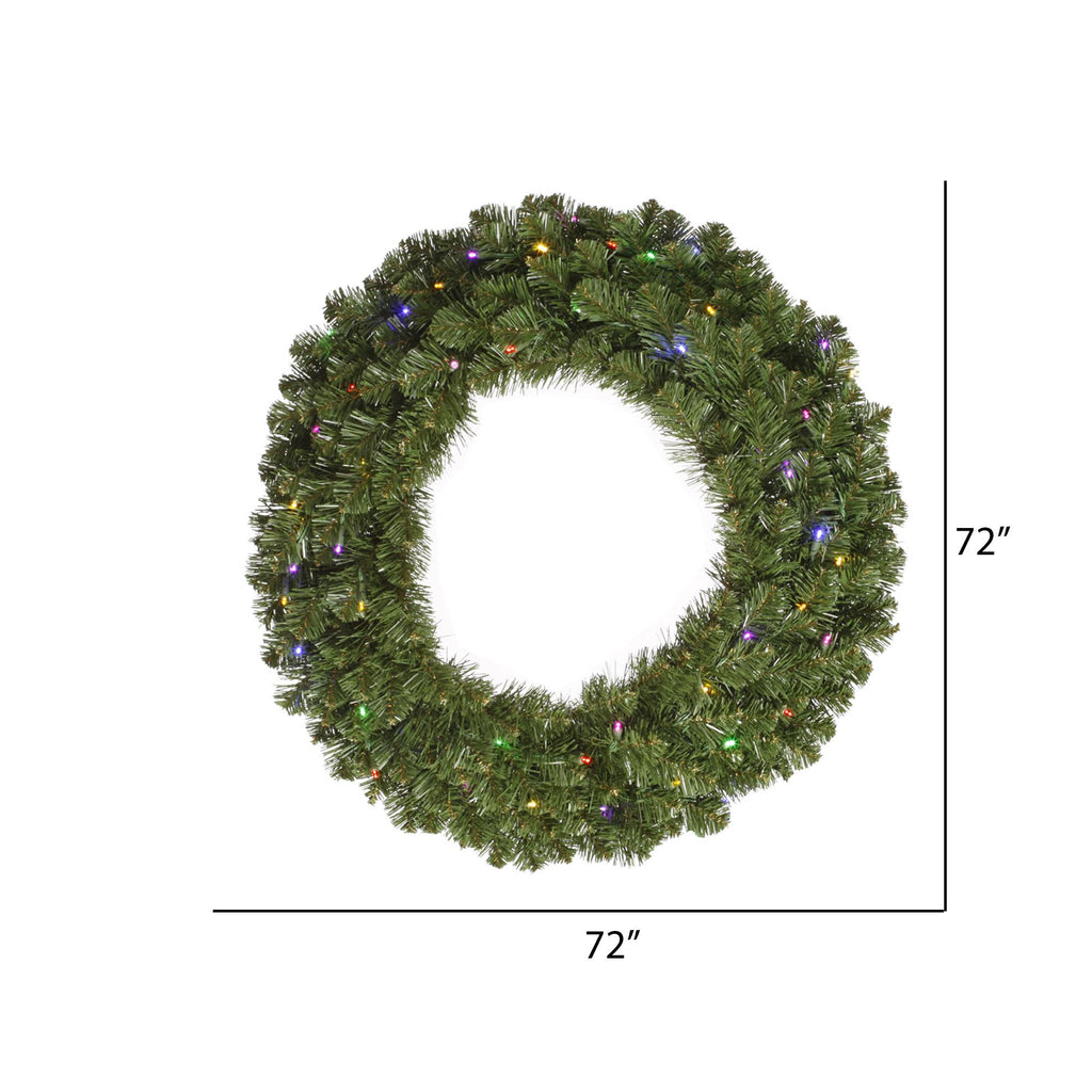 72 in. Pre-Lit Multi Colored LED Commercial Grade Grand Teton Wreath by Vickerman