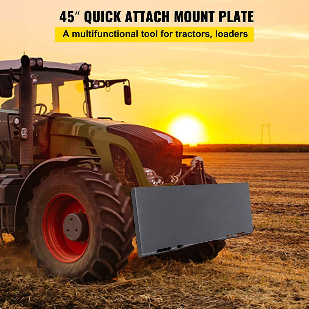 vevor skid steer mount plate thick skid steer attachment plate steel quick attachment loader plate with 3 additional welding rods easy to weld or bolt to different accessories (5/16")
