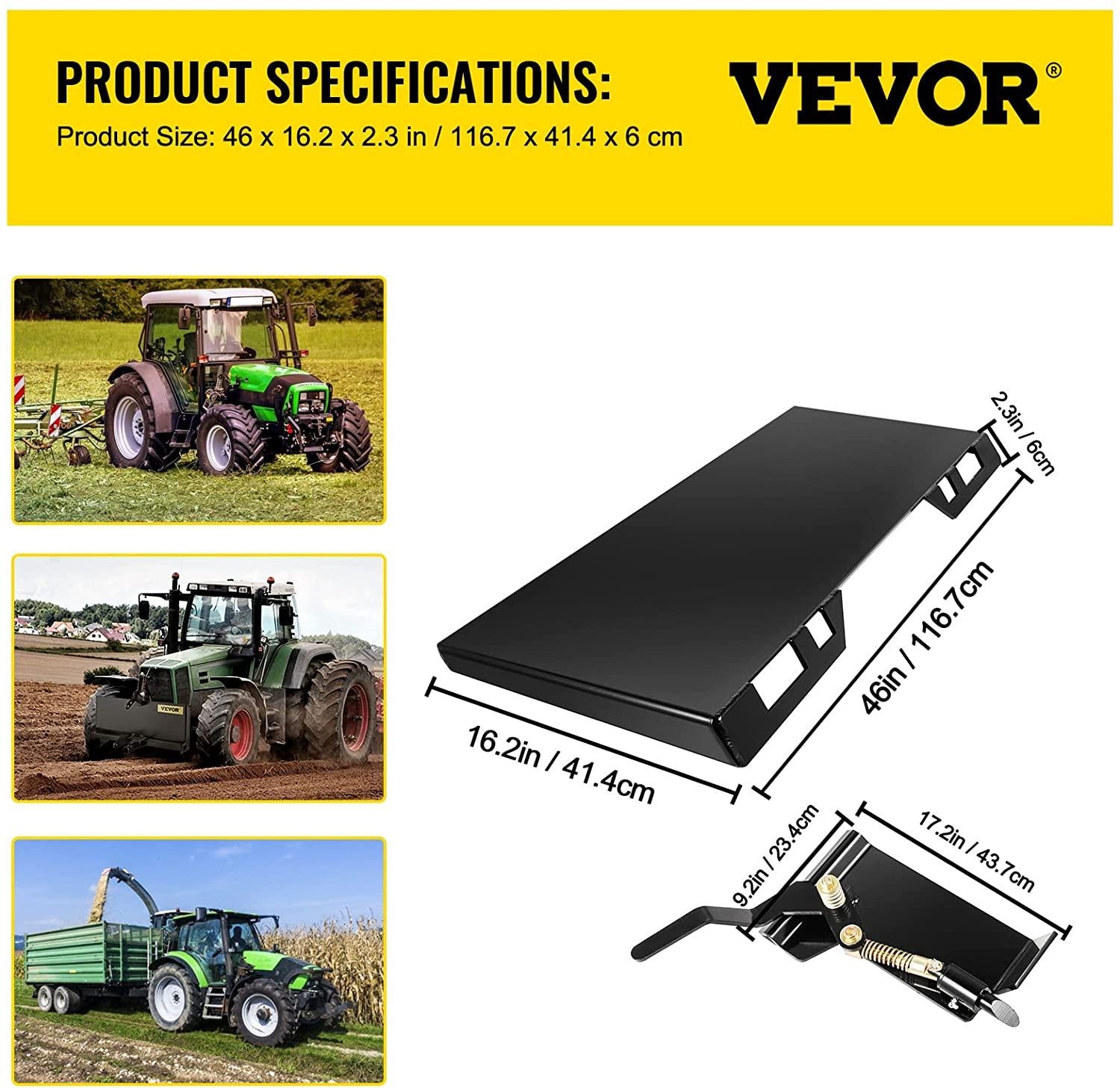 bestauto 1/4" universal quick tach mount plate, with quick connect conversion adapter latch box, painted steel skid steer attachment compatible with kubota bobcat tractor for buckets/plows/forks
