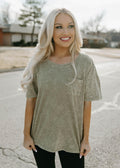 crew neck solid top - olive