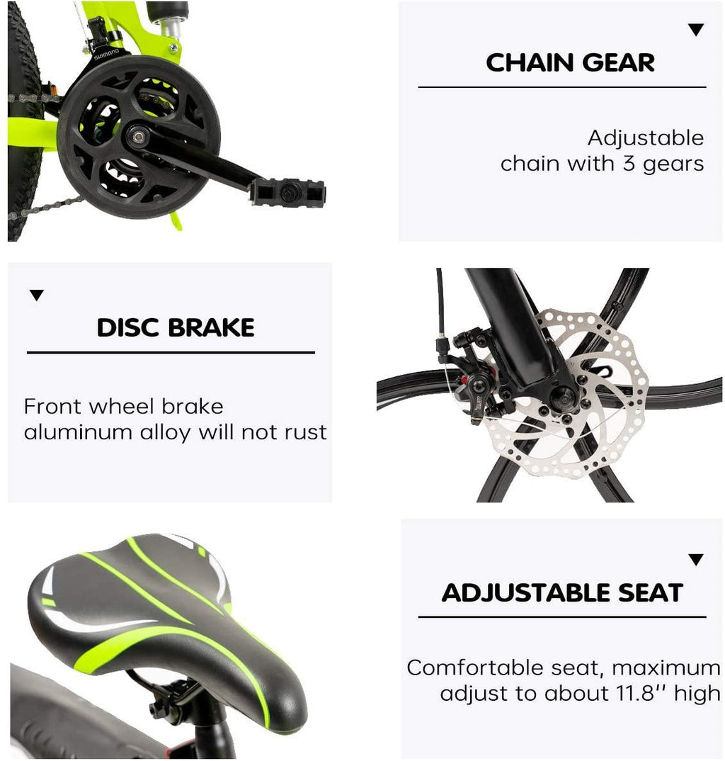PanAme Folding Mountain Bikes, 21 Speed Shining SYS Double Disc Brake, Full Suspension 6-Spoke 26 Inches Anti-Slip Bicycle for Man/Woman/Teenager