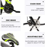PanAme Folding Mountain Bikes, 21 Speed Shining SYS Double Disc Brake, Full Suspension 6-Spoke 26 Inches Anti-Slip Bicycle for Man/Woman/Teenager