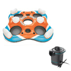 Rapid Rider 4 Person Floating Island River Lake Raft &amp; Electric Air Pump