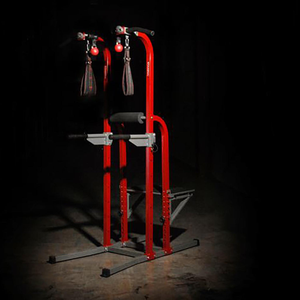 Stamina X Fortress Power Tower Home Gym Pull Up Fitness Workout Station, Red