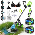 20000 RPM Electric Weed Wacker Cordless, 12″ Brushless Weed Eater Battery Powered with Wheel, 4-in-1 Grass Trimmer/Brush Cutter/String Trimmer, Lawn Mower Edger Stringless Weed Trimmer, 2 Battery Tool