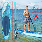 SereneLife Inflatable Stand Up Paddle Board (6 Inches Thick) with Premium SUP Accessories &amp; Carry Bag | Wide Stance, Bottom Fin