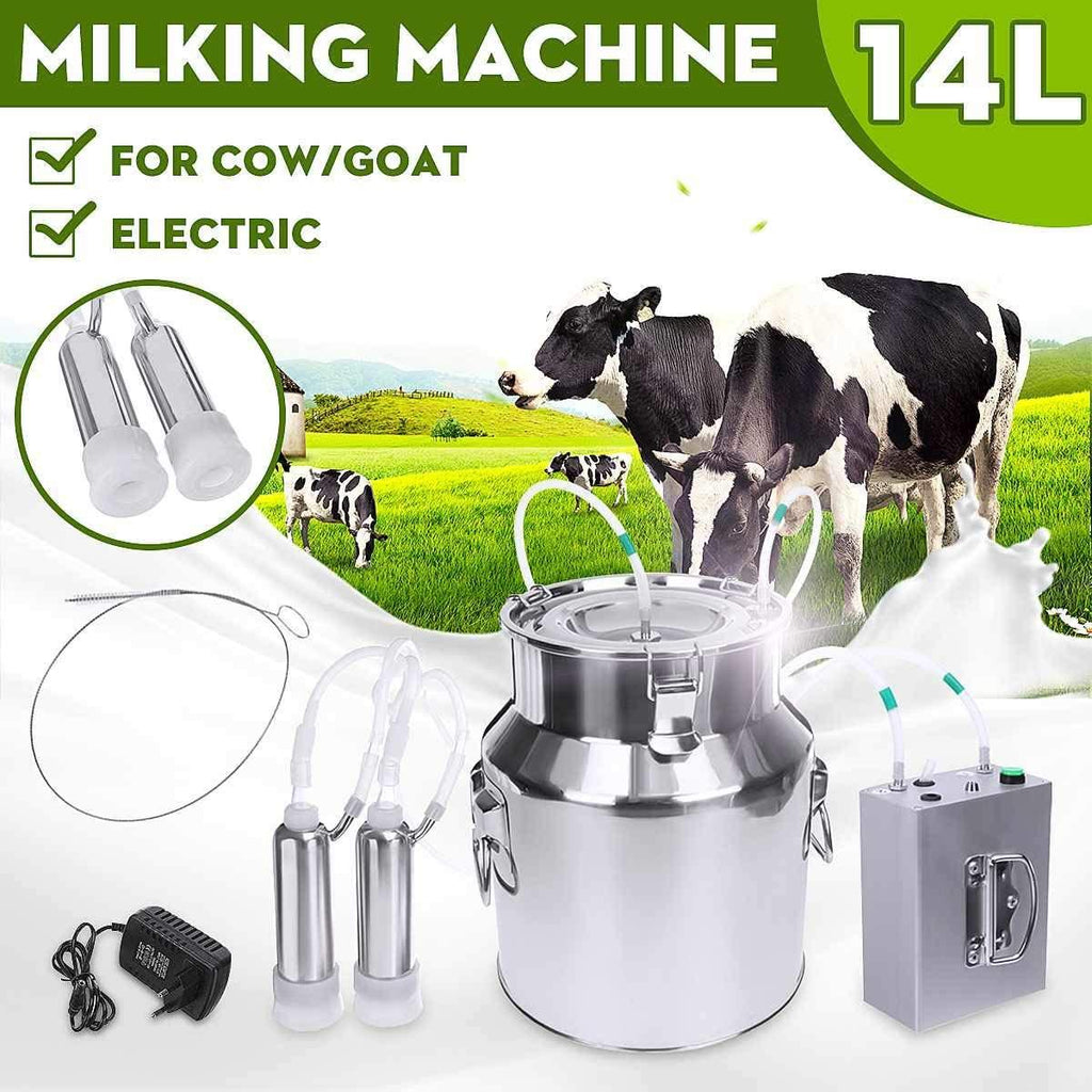 n  a 14l milking machine electric vacuum pulsation suction pump milker machine automatic portable livestock for farm household goat milker