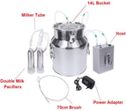 n  a 14l milking machine electric vacuum pulsation suction pump milker machine automatic portable livestock for farm household goat milker