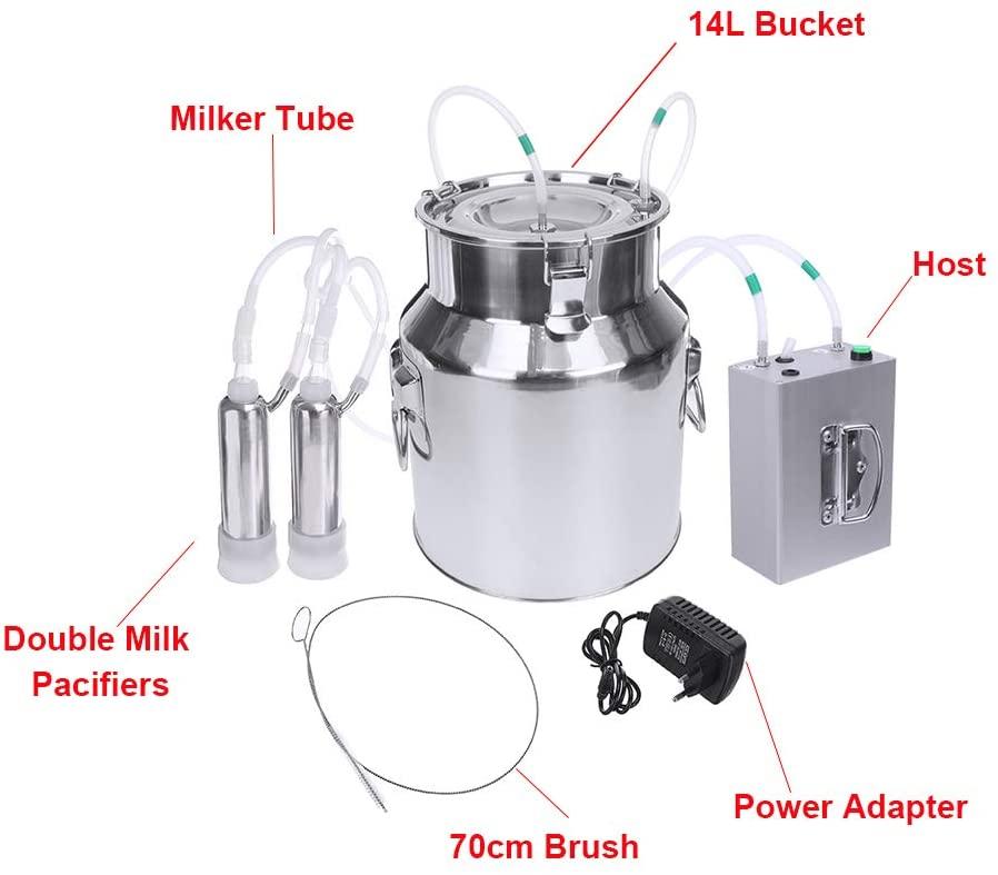 n  a 14l milking machine electric vacuum pulsation suction pump milker machine automatic portable livestock for farm household goat milker