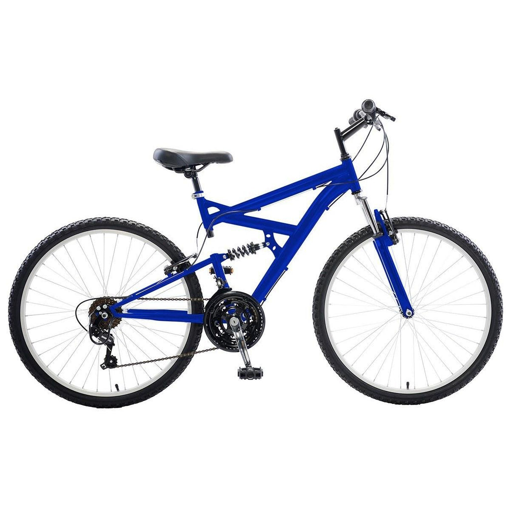Dual Suspension Mountain Bike, 26 in wheels, 18 in frame, Men's Bike, Blue