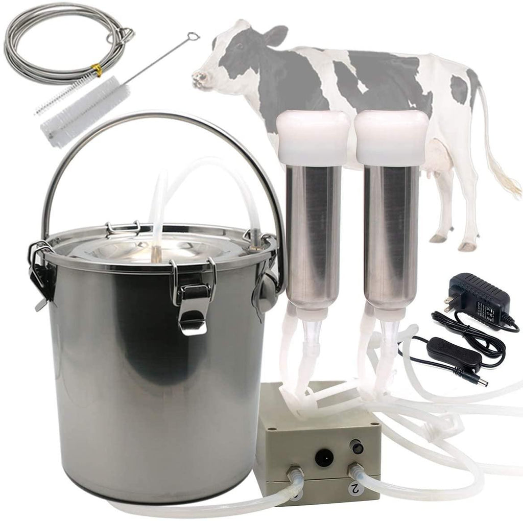 hantop cow milking machine, pulsation vacuum pump milker, automatic portable livestock milking equipment (3l, for cow)