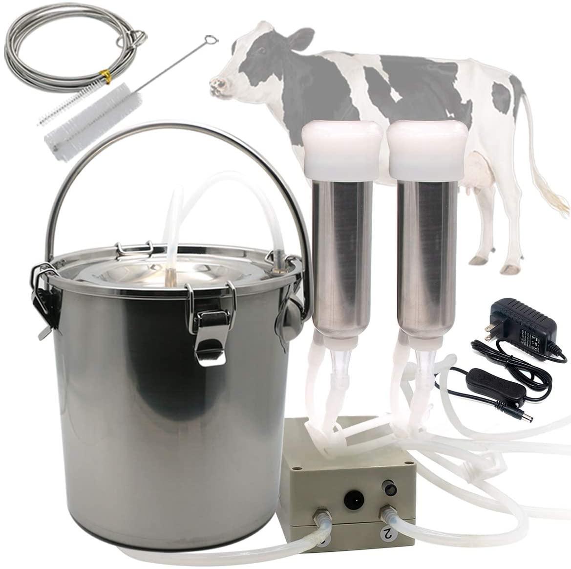 hantop cow milking machine, pulsation vacuum pump milker, automatic portable livestock milking equipment (3l, for cow)