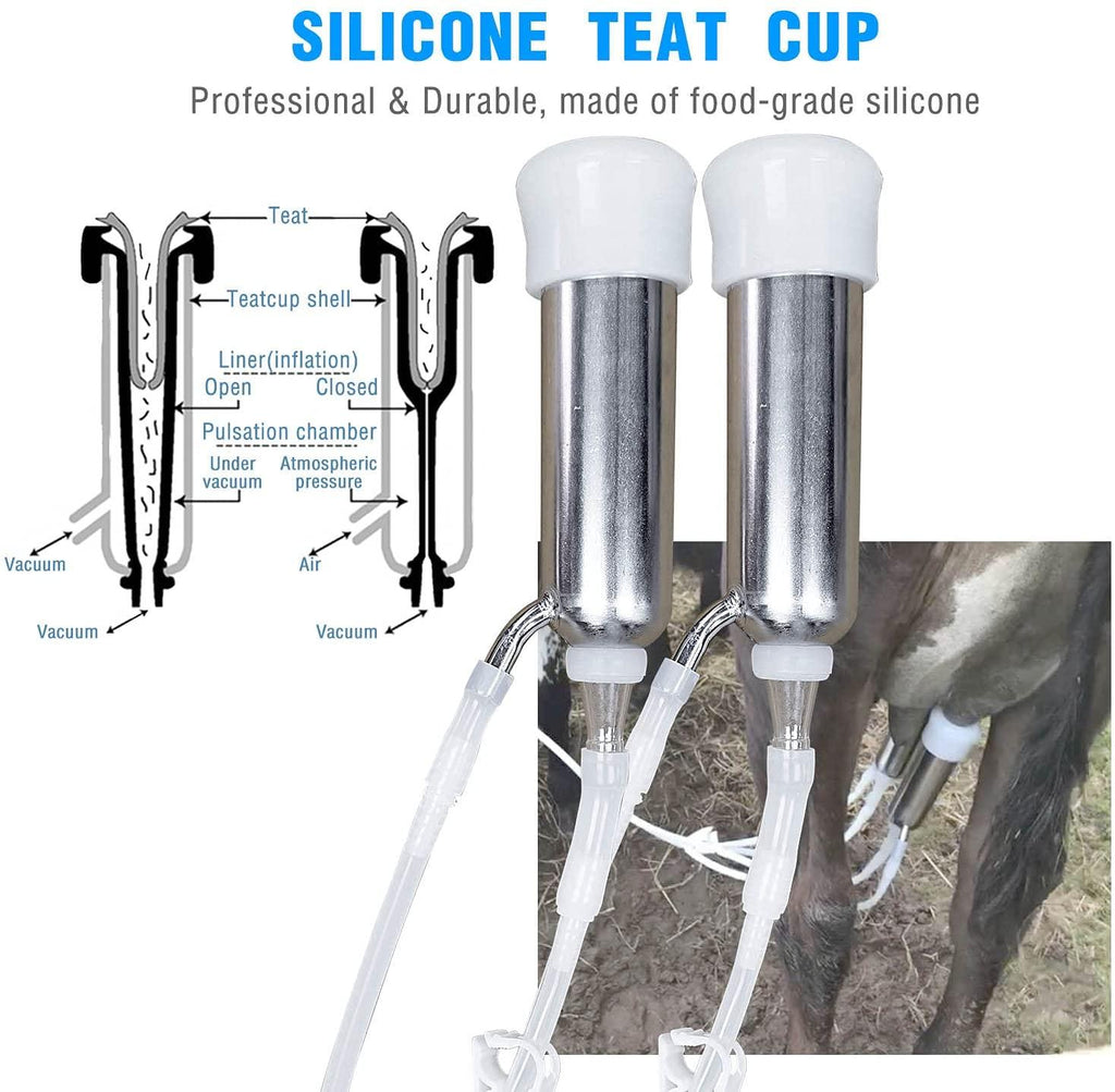 hantop cow milking machine, pulsation vacuum pump milker, automatic portable livestock milking equipment (3l, for cow)